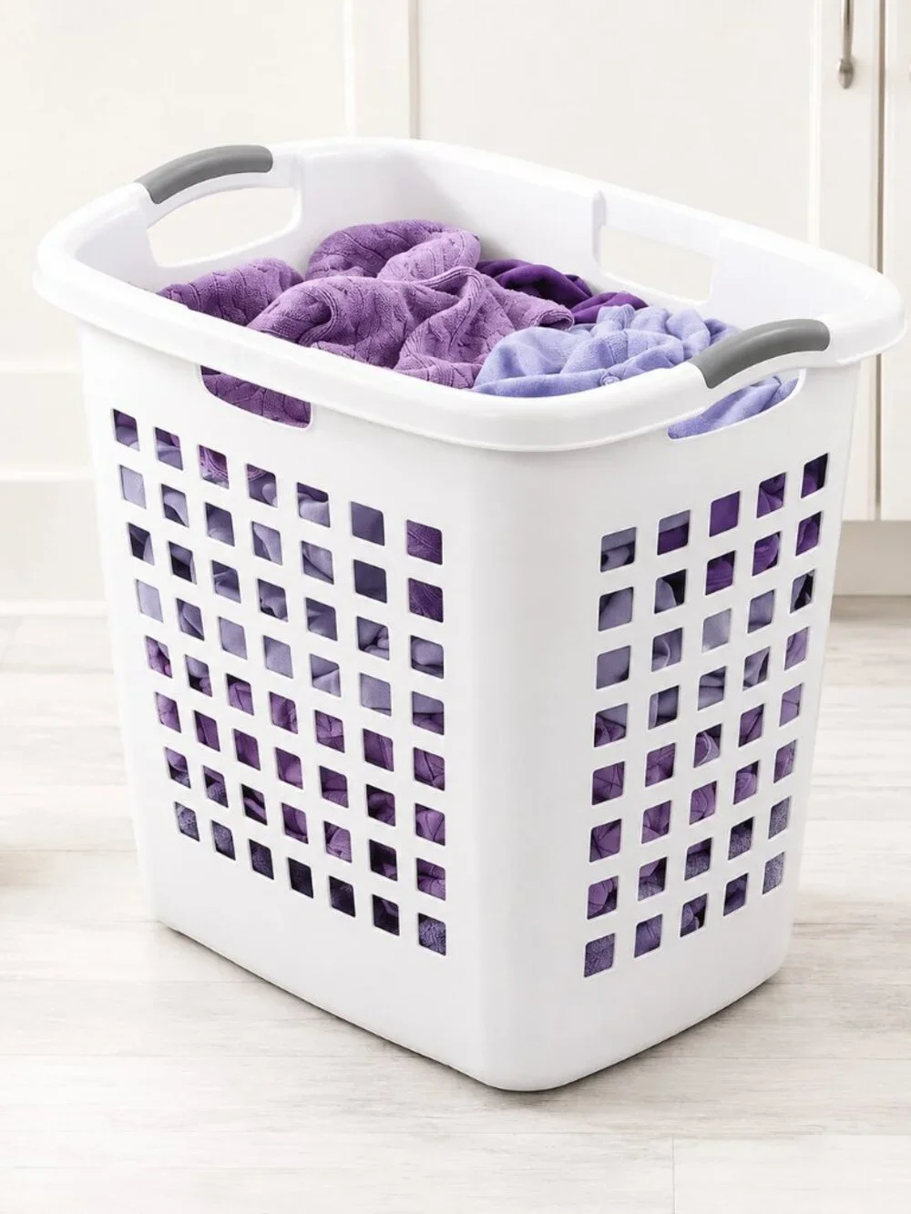 Sterilite Ultra Easy Carry Basket Laundry Hamper w/Handles for Clothes, White